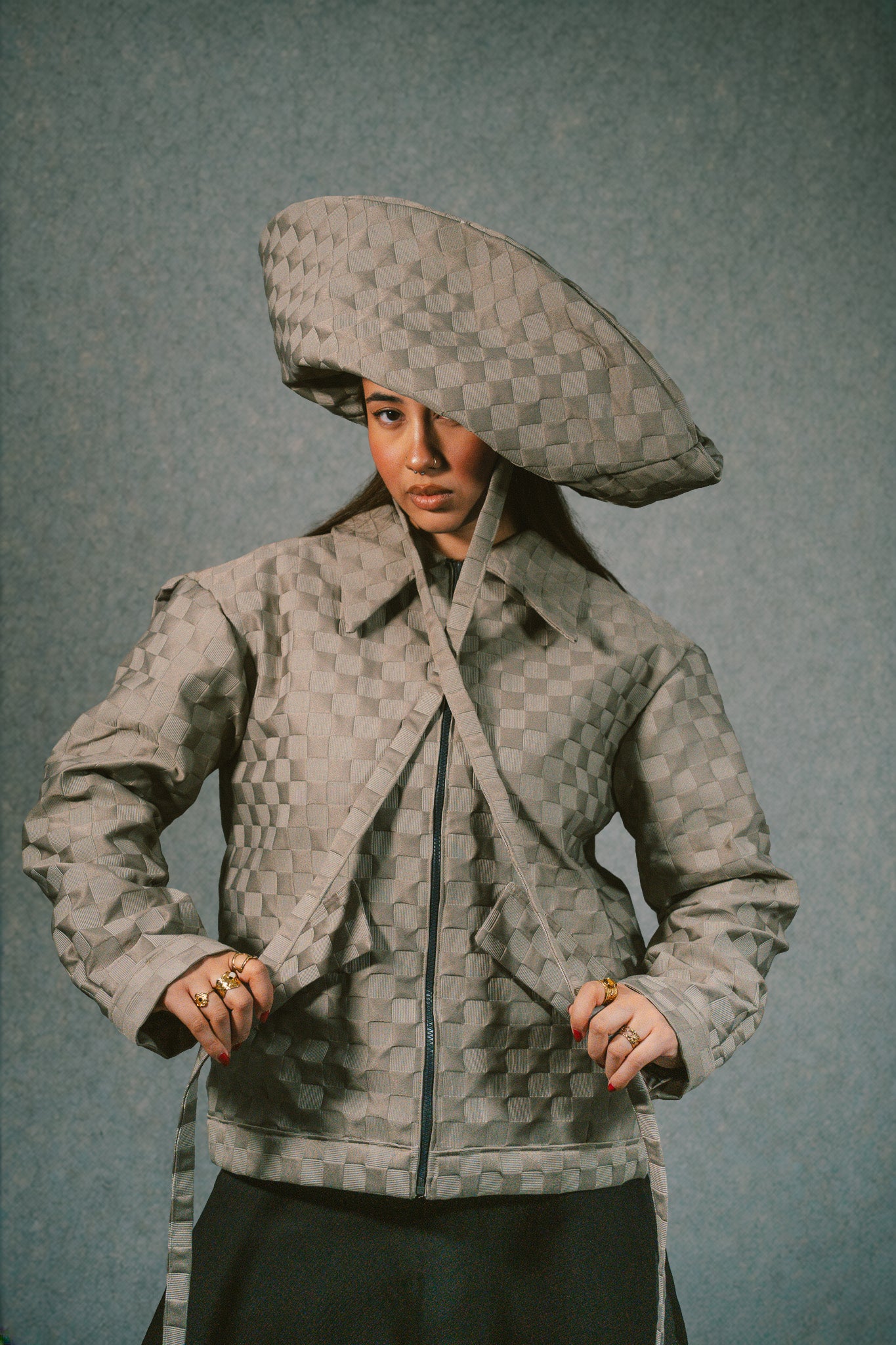 Oversize brown grey sailor hat : DAMI