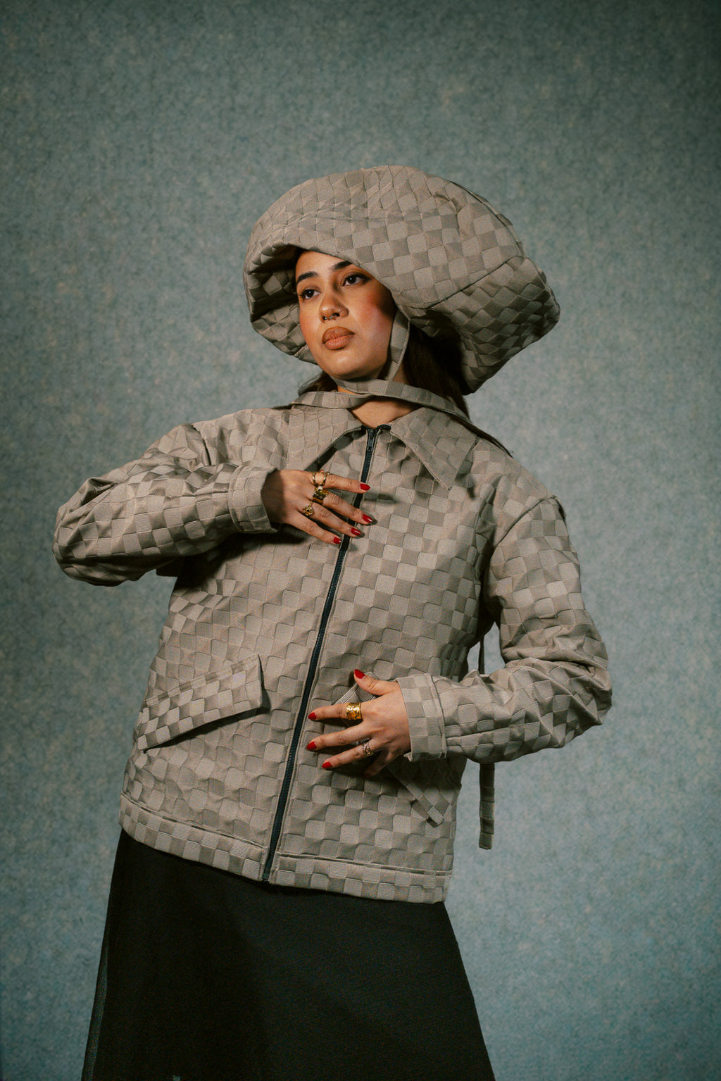 Oversize brown grey sailor hat : DAMI