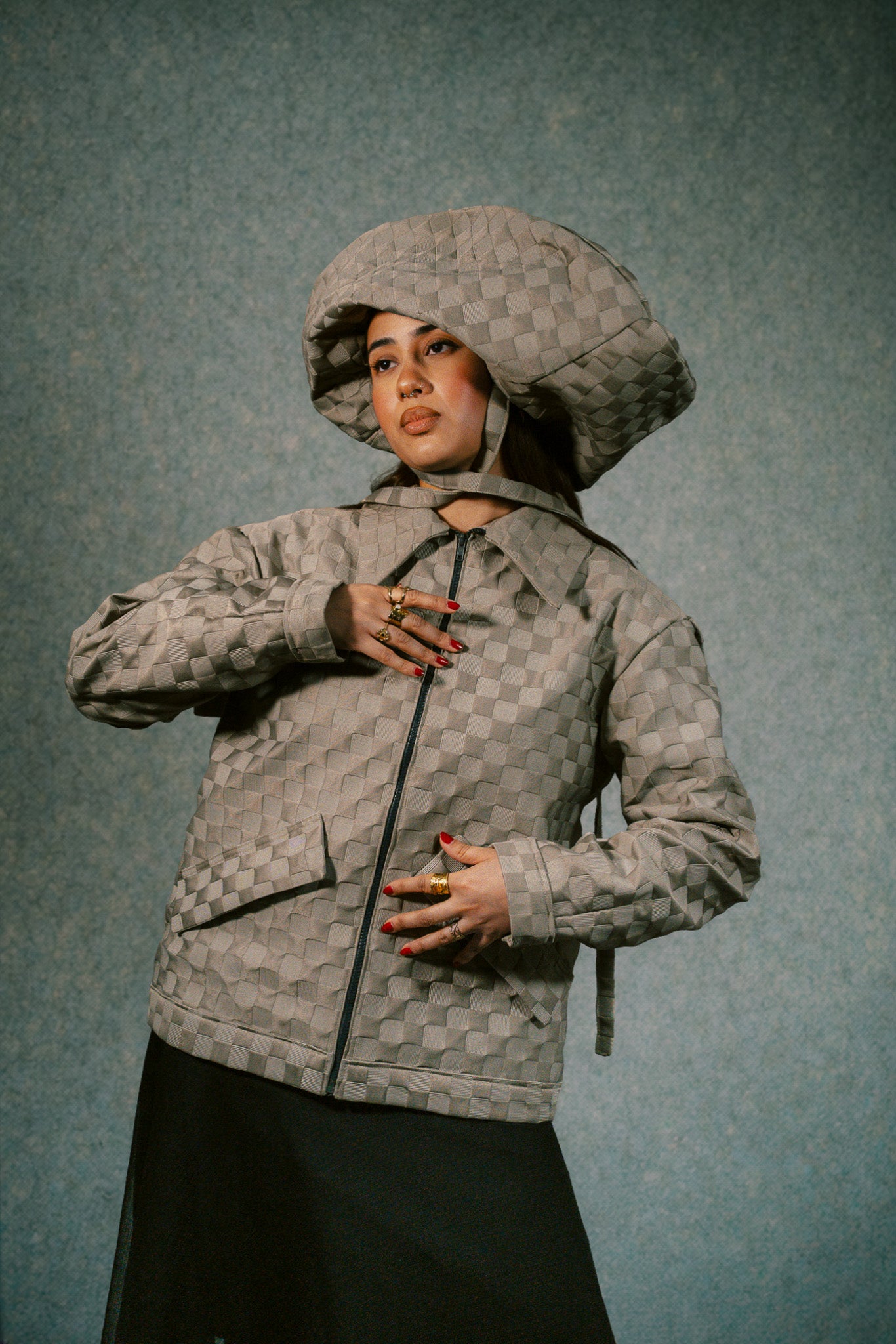 Oversize brown grey sailor hat : DAMI